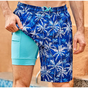 Klatie Compression Lined Swim Trunks Men's 7 inch Swim Shorts Size XL Snowy